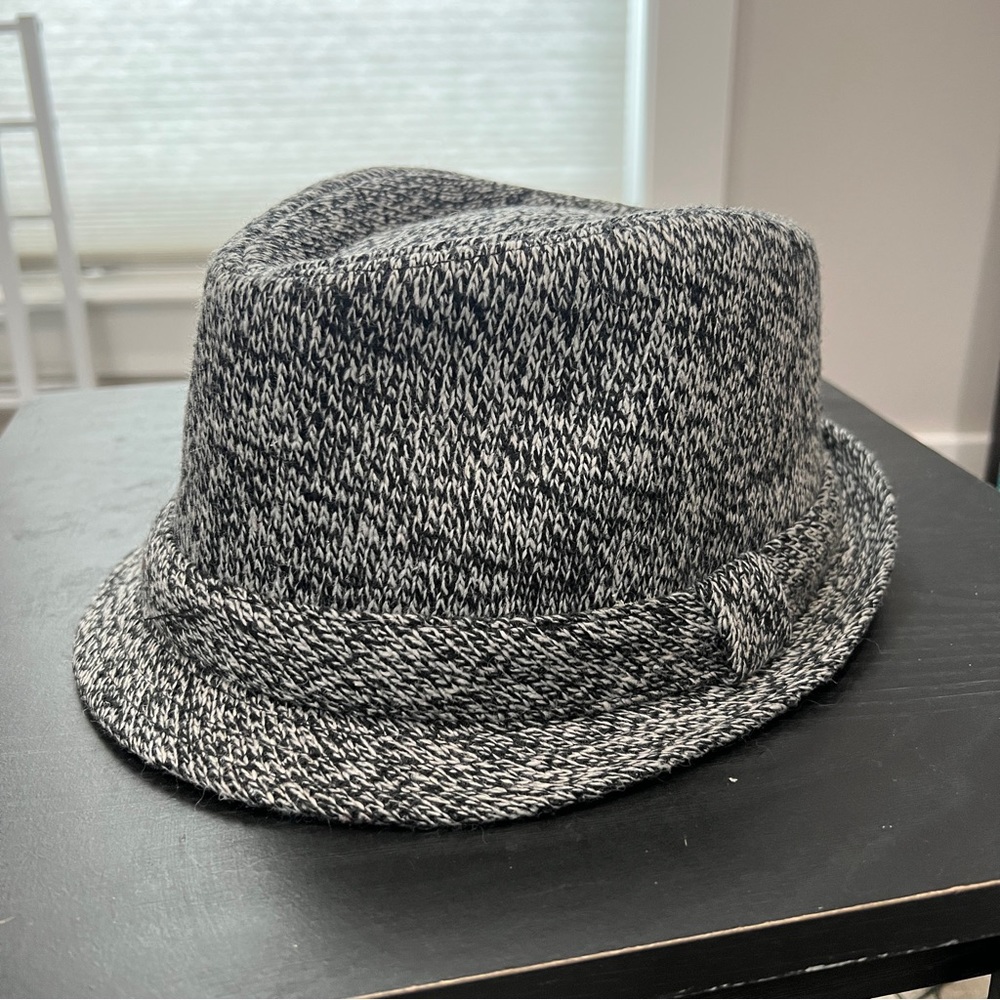 Lids hat world Fedora style black-grey heathered wool blend hat L/XL